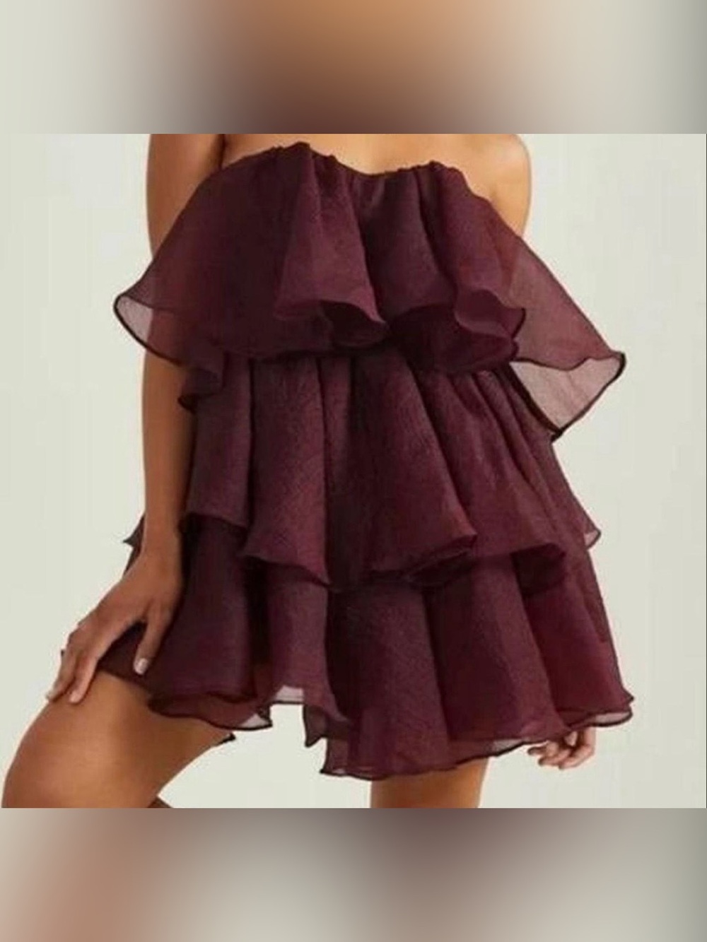 Altar'd State Sadie Ruffle Dress in the Color “Winetasting”